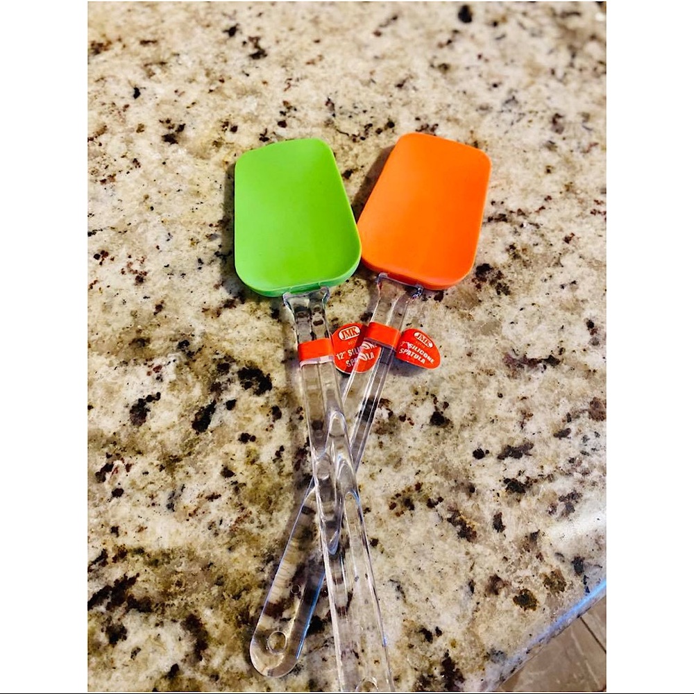 Set of Two Silicone Spatulas, Orange and Lime, 12”, NWT